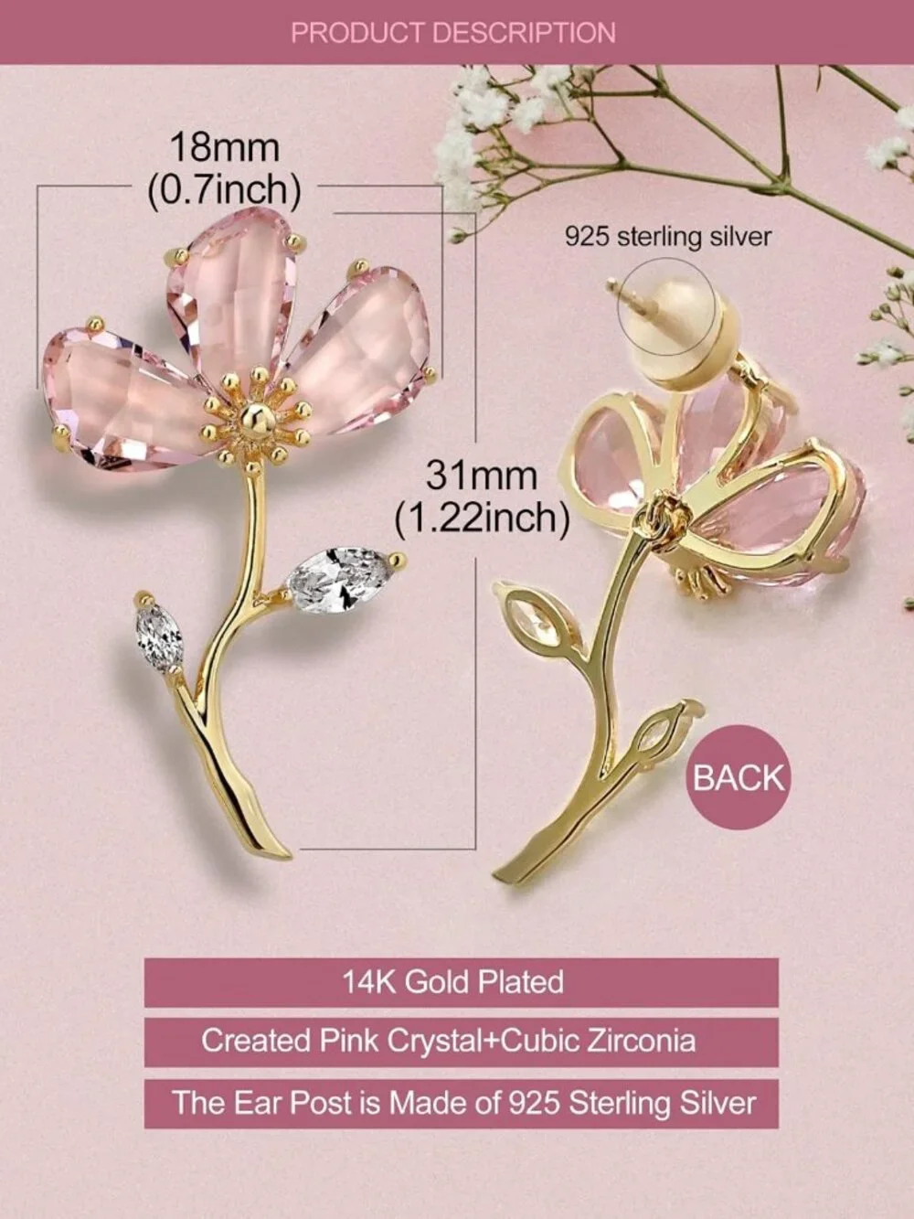 Stunning Crystal Flower Statement Drop Dangle Earrings for Women - Elegant